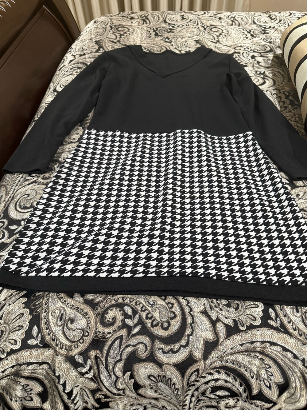 Houndstooth Long Sleeve Dress
